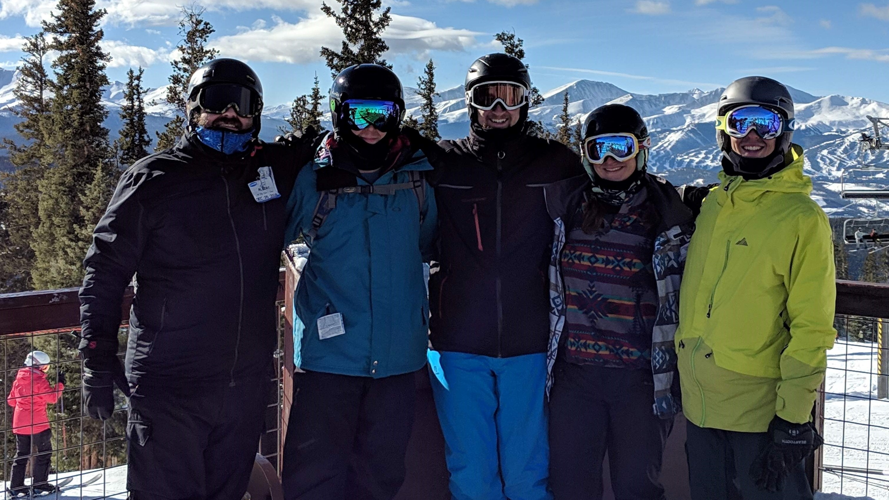 My friends and I on a ski trip in Colorado